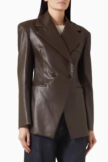 Nangy Cinched Blazer in Faux-leather