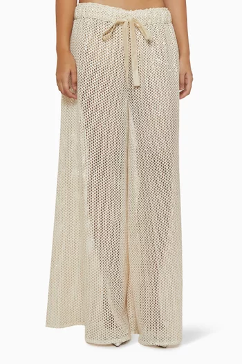 Embroidered Crochet Pants