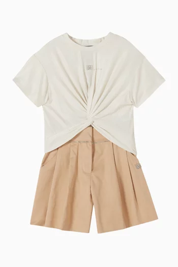 Pleated Logo Shorts