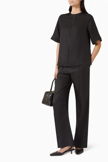 Lars Wide-leg Pants in Silk Twill