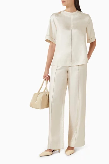 Lars Wide-leg Pants in Silk Twill