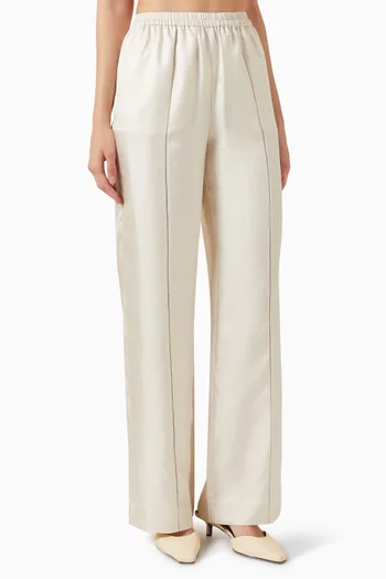 Lars Wide-leg Pants in Silk Twill