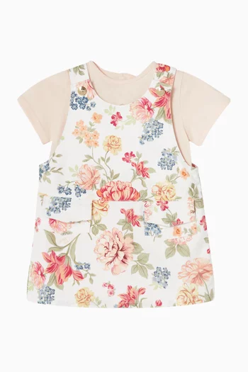 Floral-print Dress Set in Cotton