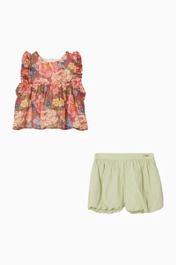 Floral Blouse & Bloomers Set