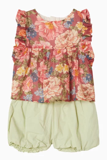 Floral Blouse & Bloomers Set