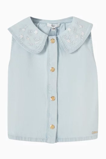Collared Button-Down Top