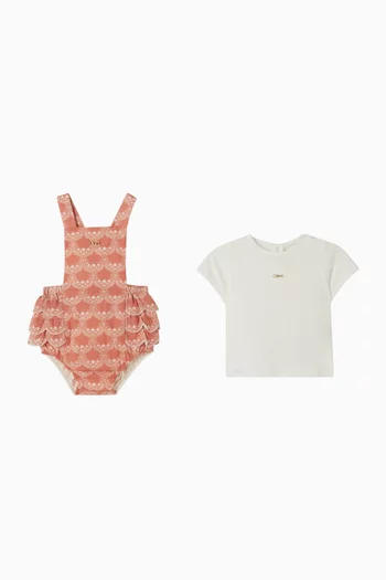 Ruffle Overalls & T‑Shirt Set