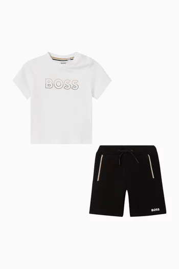 Logo T-shirt & Shorts Set in Cotton