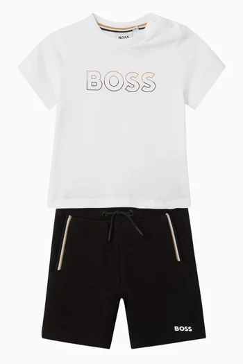 Logo T-shirt & Shorts Set in Cotton