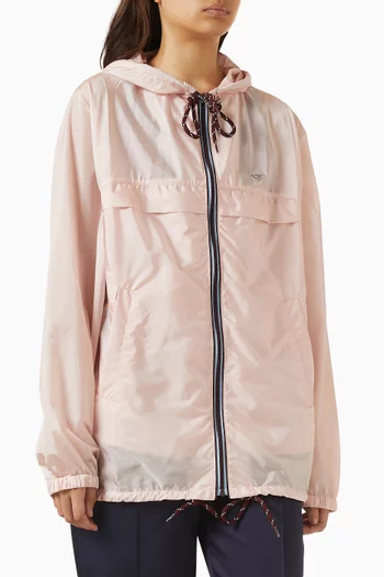 Hooded Raincoat in Re-Nylon