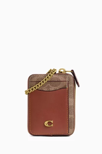 Essential Chain Card Case in Signature Canvas