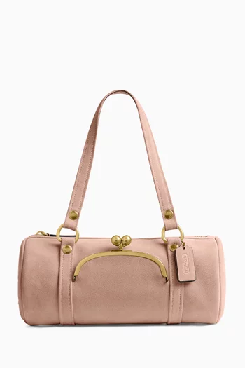 Kisslock Barrel Bag in Suede