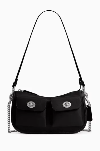 Twin Turnlock Waverly Crossbody Bag in Leather
