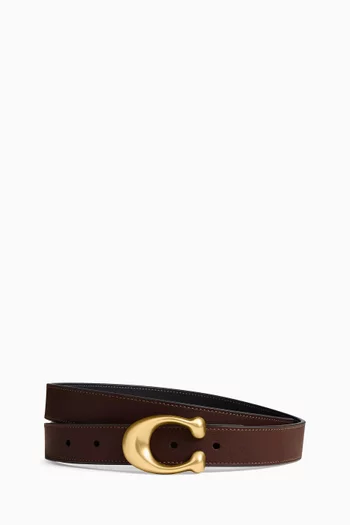 Sculpted C Buckle Reversible Belt in Leather