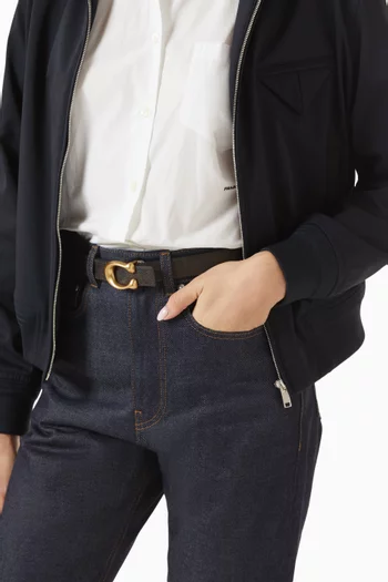 Sculpted Signature Buckle Reversible Belt