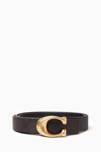 Sculpted Signature Buckle Reversible Belt