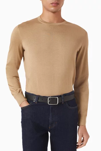 Double Roller Buckle Belt in Leather