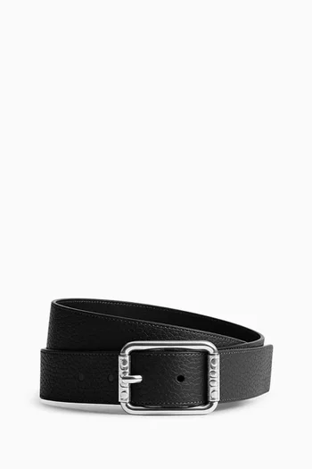 Double Roller Buckle Belt in Leather