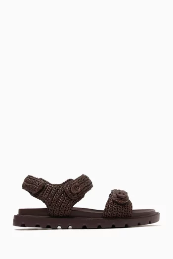 Brynn Logo Sandals in Raffia