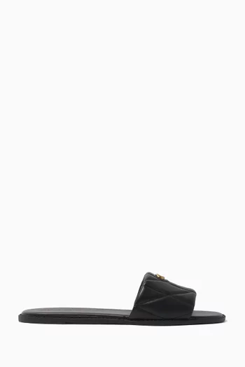 Holly Quilted Flat Sandals in Leather