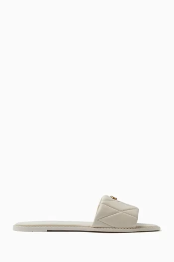 Holly Quilted Flat Sandals in Leather