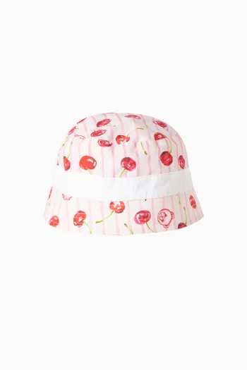 Striped Cherry & Teddy Bucket Hat