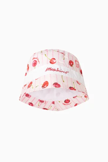 Striped Cherry & Teddy Bucket Hat