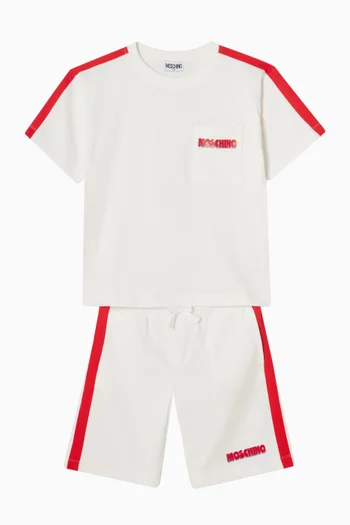 Contrast Stripe T-shirt & Shorts Set