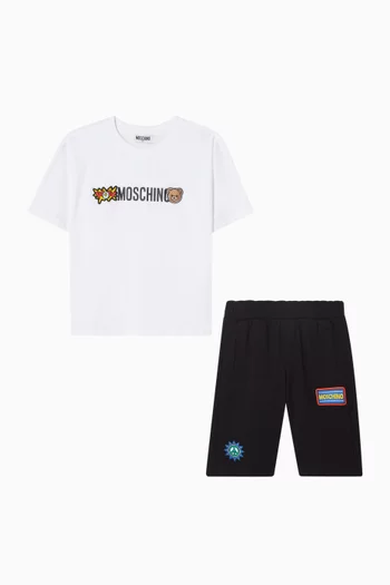 Logo T-shirt & Shorts Set in Cotton