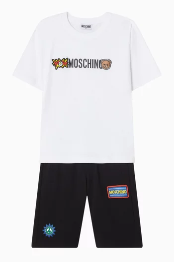 Logo T-shirt & Shorts Set in Cotton
