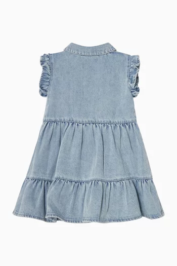 Teddy & Heart Ruffled Dress in Denim