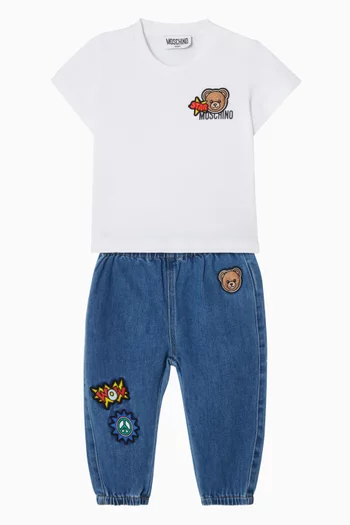 Teddy Patch Jeans in Denim
