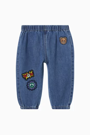 Teddy Patch Jeans in Denim
