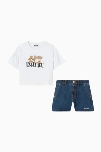 Logo T-shirt & Shorts Set in Cotton