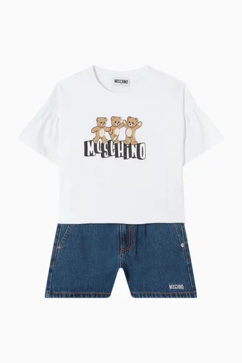 Logo T-shirt & Shorts Set in Cotton