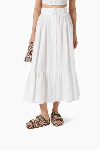 Nico Flat Sandals in Zebra-print Raffia