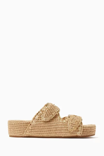 Nico Flat Sandals in Raffia