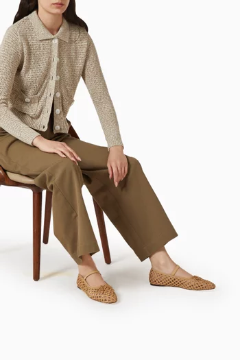 Leonie Ballerina Flats in Crochet Raffia