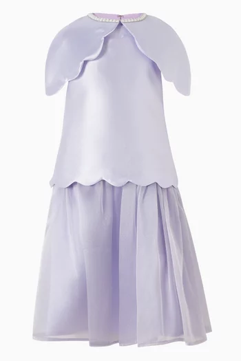Cape Ruffled Maxi Dress