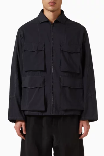 3D Pocket Jacket in Washed Technical Cotton