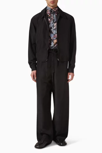 Short Blouson Jacket in Linen & Viscose