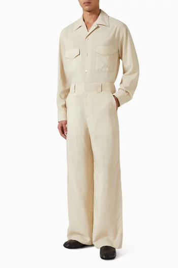 Convertible Collar Shirt in Dry Silk