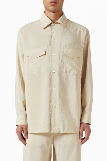 Convertible Collar Shirt in Dry Silk