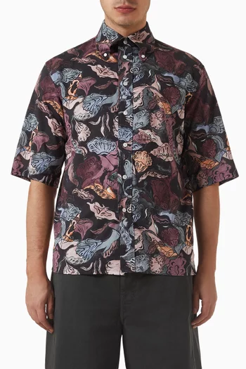 Floral-print Shirt in Cotton-poplin