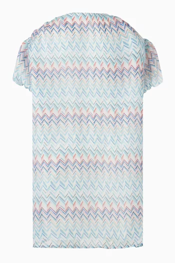 Zigzag Puff-sleeve Dress