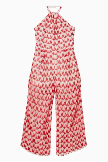 Printed Halter Jumpsuit in Viscose