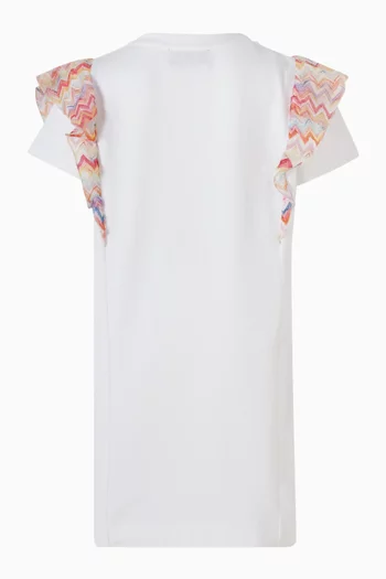 Logo Ruffle-sleeve Dress in Cotton