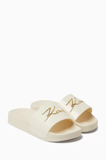 Logo-print Slides in Rubber