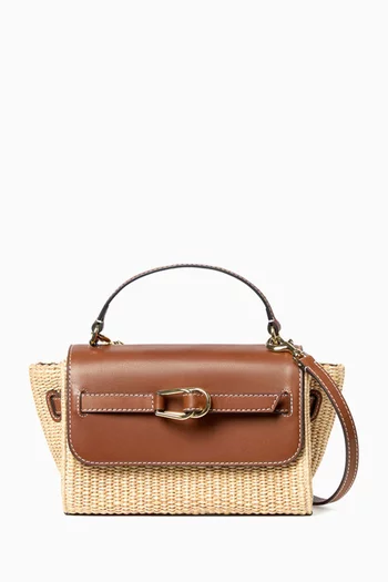 Alexi Loop Belt Crossbody Bag in Straw & Leather
