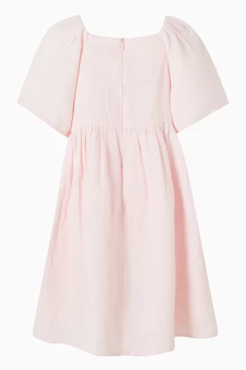Ribbon Embroidered Dress in Linen